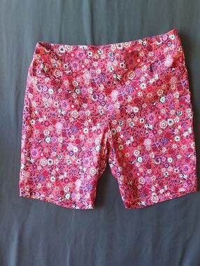 Terra & Sky Coral Shorts with Navy Floral Print